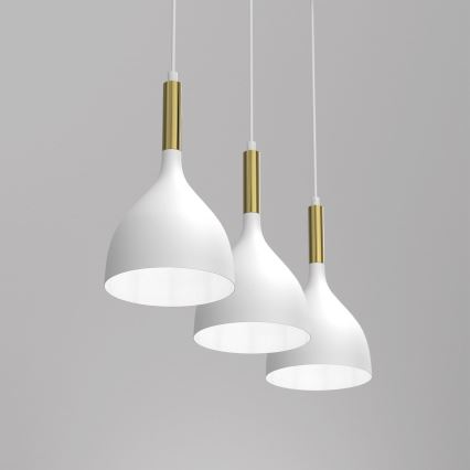 Κρεμαστό φωτιστικό οροφής NOAK 3xE27/15W/230V λευκό/χρυσό