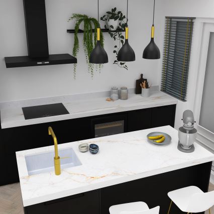 Κρεμαστό φωτιστικό οροφής NOAK 3xE27/15W/230V μαύρο/χρυσό