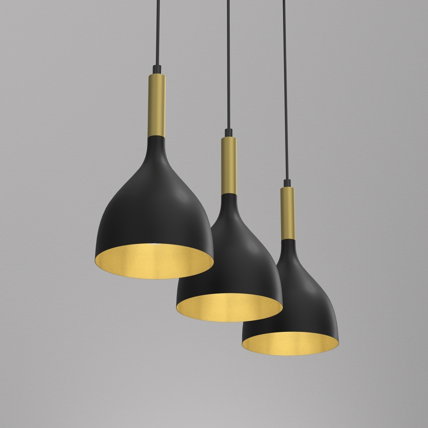 Κρεμαστό φωτιστικό οροφής NOAK 3xE27/15W/230V μαύρο/χρυσό