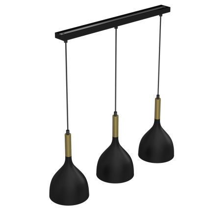 Κρεμαστό φωτιστικό οροφής NOAK 3xE27/15W/230V μαύρο/χρυσό