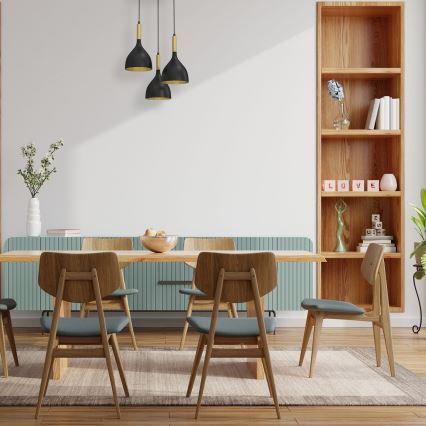 Κρεμαστό φωτιστικό οροφής NOAK 3xE27/15W/230V μαύρο/χρυσό