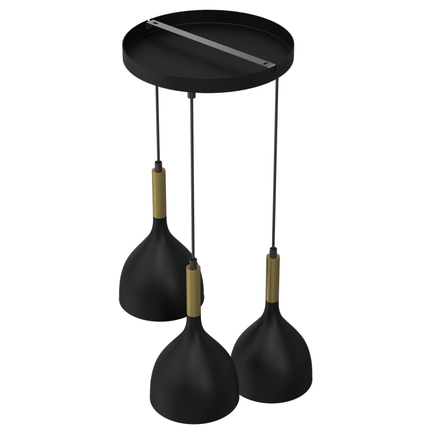 Κρεμαστό φωτιστικό οροφής NOAK 3xE27/15W/230V μαύρο/χρυσό