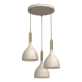 Κρεμαστό φωτιστικό οροφής NOAK 3xE27/15W/230V μπεζ/χρυσό