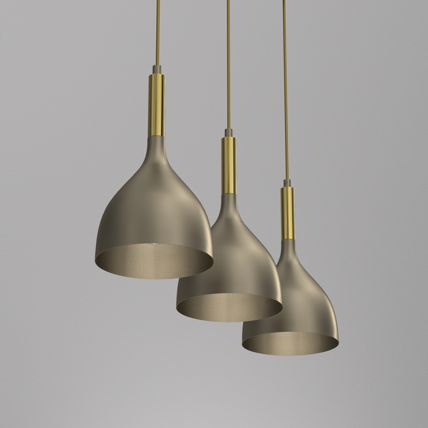 Κρεμαστό φωτιστικό οροφής NOAK 3xE27/15W/230V ορείχαλκος/χρυσό