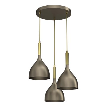 Κρεμαστό φωτιστικό οροφής NOAK 3xE27/15W/230V ορείχαλκος/χρυσό
