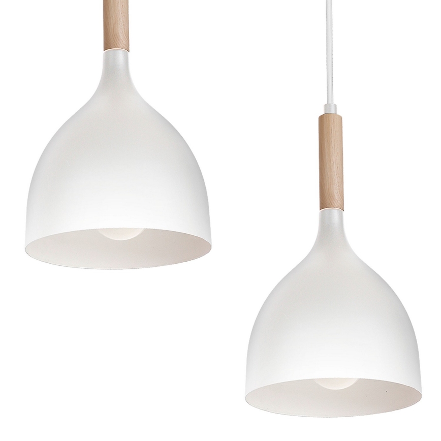 Κρεμαστό φωτιστικό οροφής NOAK 5xE27/15W/230V λευκό/οξιά