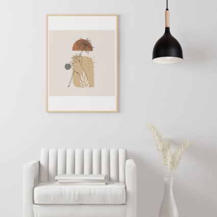 Κρεμαστό φωτιστικό οροφής NOAK WOOD 1xE27/15W/230V μαύρο/οξιά