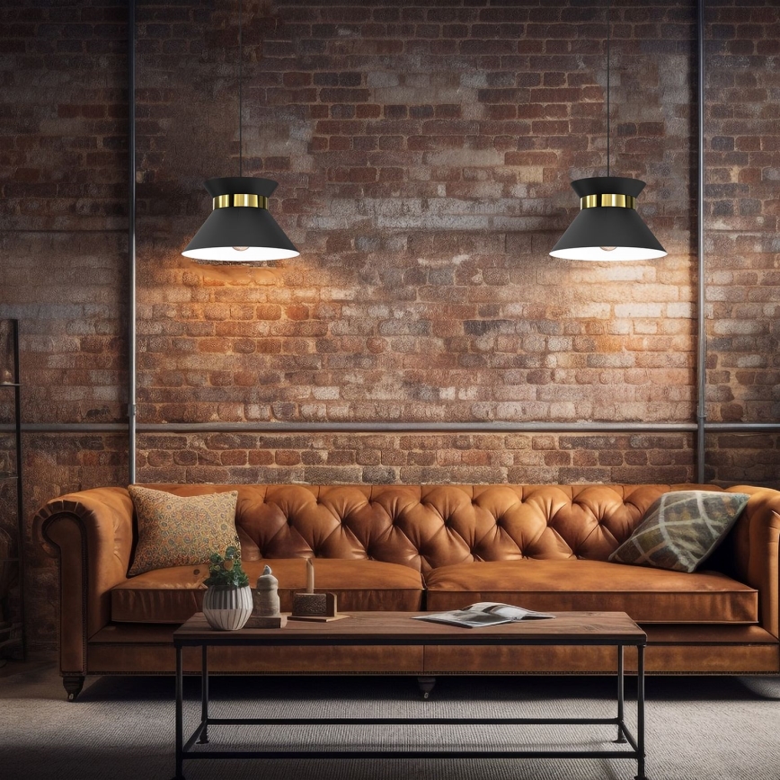 Κρεμαστό φωτιστικό οροφής NORGE 1xE27/15W/230V μαύρο/χρυσό