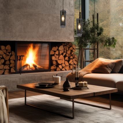 Κρεμαστό φωτιστικό οροφής PADOVA 1xE27/15W/230V μαύρο