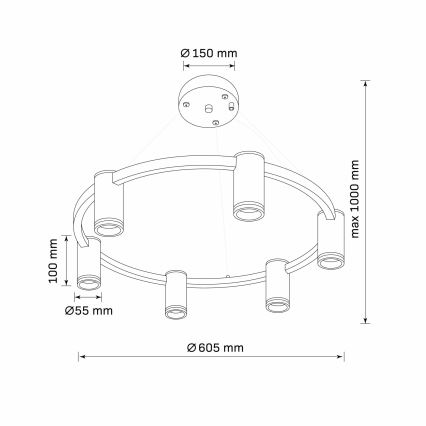 Κρεμαστό φωτιστικό οροφής PARIS 6xGU10/12W/230V μαύρο