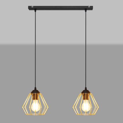 Κρεμαστό φωτιστικό οροφής ράγα AGAT 2xE27/15W/230V χρυσαφί/μαύρο