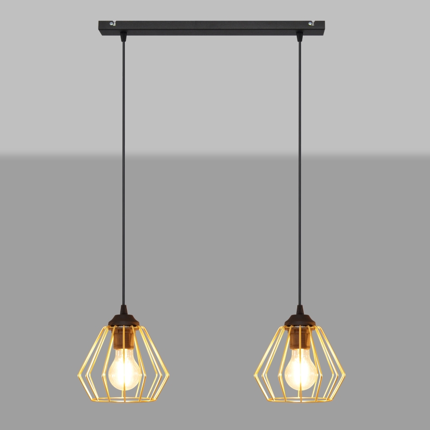 Κρεμαστό φωτιστικό οροφής ράγα AGAT 2xE27/15W/230V χρυσαφί/μαύρο
