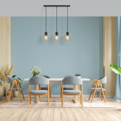 Κρεμαστό φωτιστικό οροφής ράγα AGAT 3xE27/15W/230V χρυσαφί/μαύρο