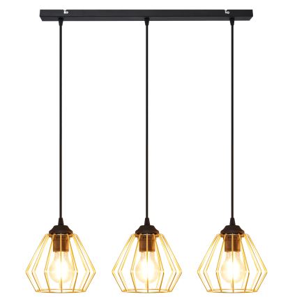 Κρεμαστό φωτιστικό οροφής ράγα AGAT 3xE27/15W/230V χρυσαφί/μαύρο