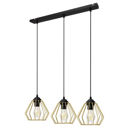 Κρεμαστό φωτιστικό οροφής ράγα AGAT 3xE27/15W/230V χρυσαφί/μαύρο