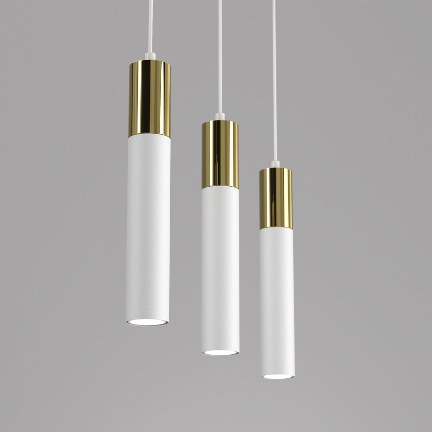Κρεμαστό φωτιστικό οροφής ράγα CASSA 3xGU10/8W/230V λευκό/χρυσαφί