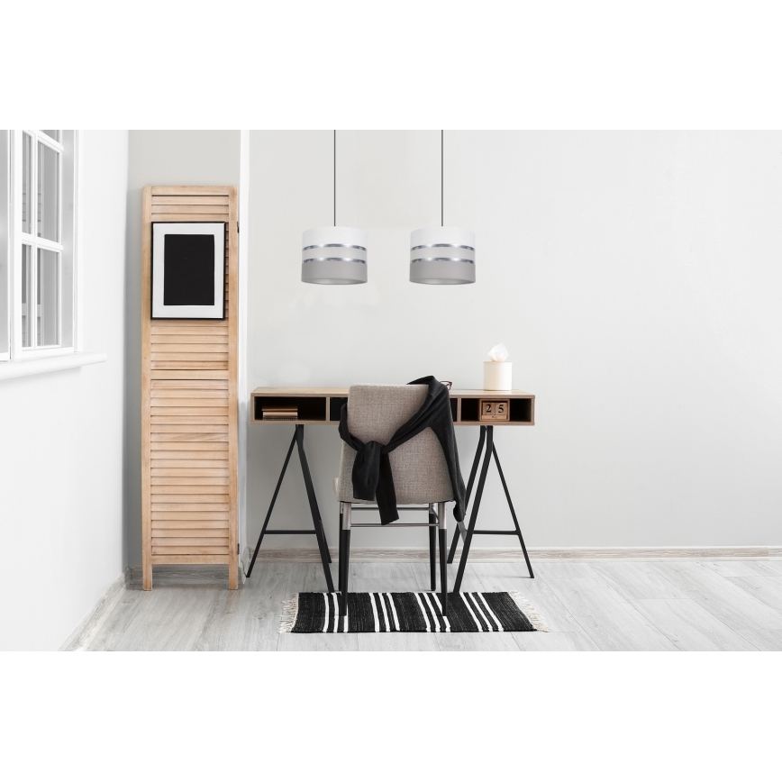 Κρεμαστό φωτιστικό οροφής ράγα CORAL 2xE27/60W/230V λευκό/γκρι