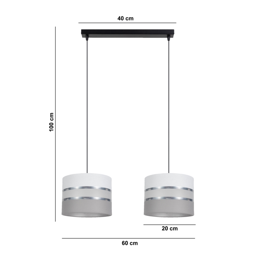 Κρεμαστό φωτιστικό οροφής ράγα CORAL 2xE27/60W/230V λευκό/γκρι