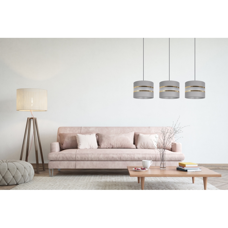 Κρεμαστό φωτιστικό οροφής ράγα CORAL 3xE27/60W/230V γκρι
