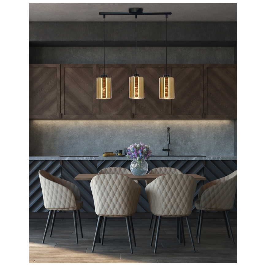 Κρεμαστό φωτιστικό οροφής ράγα COX 3xE27/60W/230V χρυσό