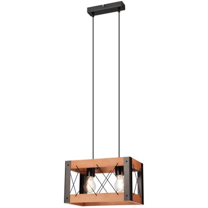 Κρεμαστό φωτιστικό οροφής ράγα FRIDA 2xE27/60W/230V μαύρο/καφέ οξιά