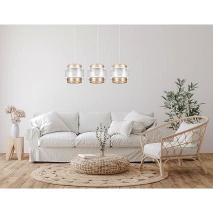 Κρεμαστό φωτιστικό οροφής ράγα  GABI 3xE27/60W/230V χρυσό/λευκό
