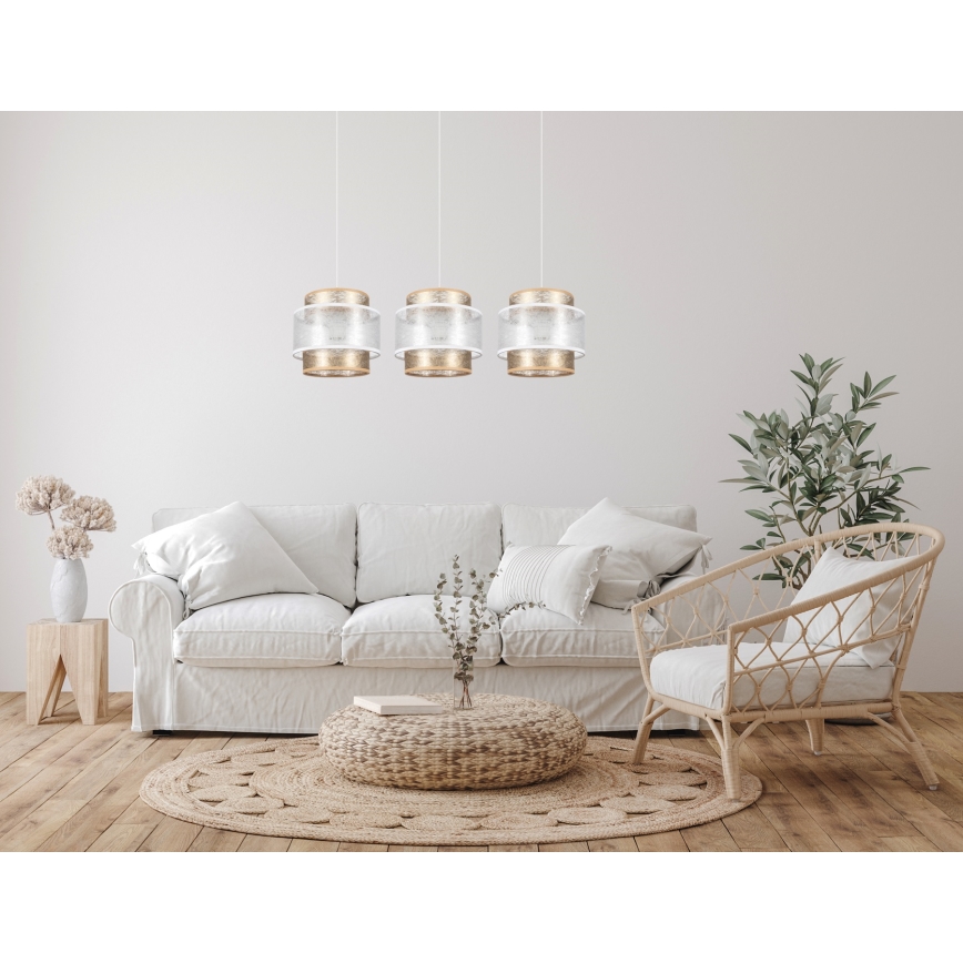 Κρεμαστό φωτιστικό οροφής ράγα  GABI 3xE27/60W/230V χρυσό/λευκό