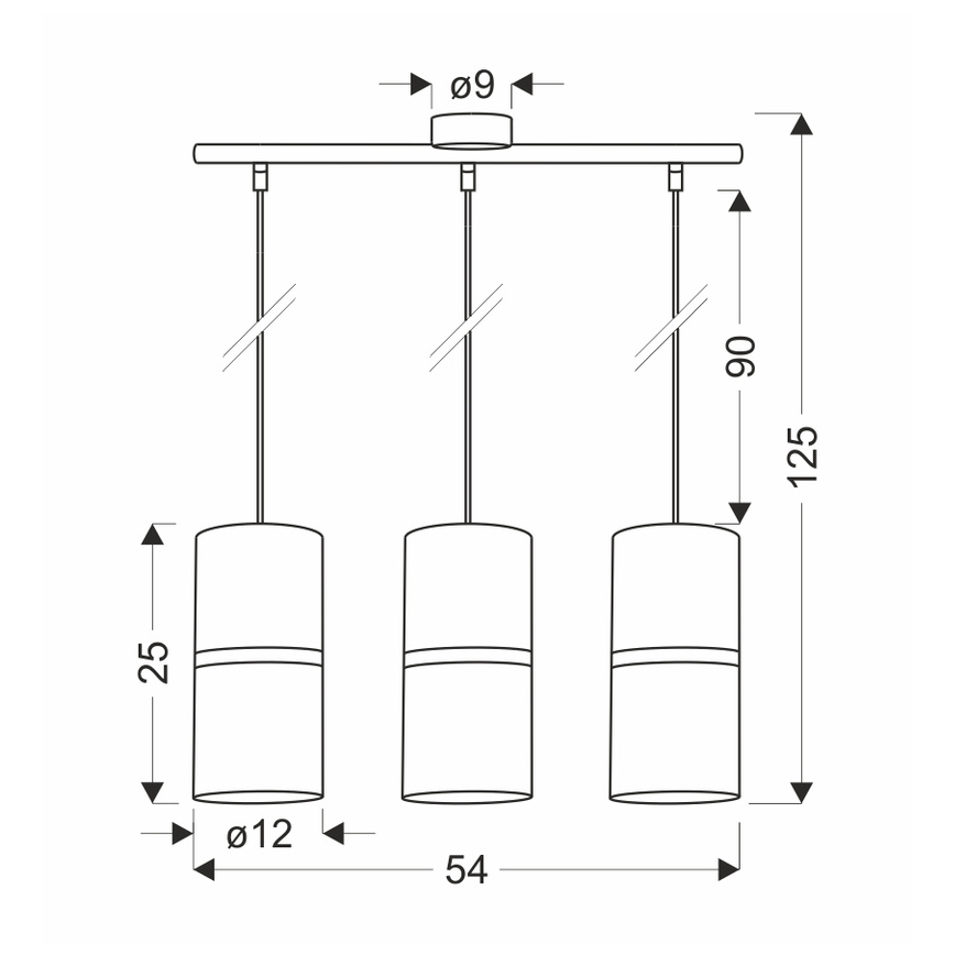 Κρεμαστό φωτιστικό οροφής ράγα GINA 3xE27/60W/230V μαύρο