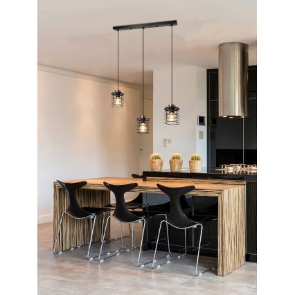 Κρεμαστό φωτιστικό οροφής ράγα GLOB 3xE27/40W/230V μαύρο