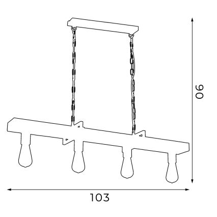 Κρεμαστό φωτιστικό οροφής ράγα HARD 4xE27/60W/230V
