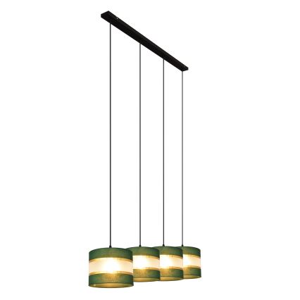 Κρεμαστό φωτιστικό οροφής ράγα HELEN 4xE27/15W/230V πράσινο/χρυσαφί