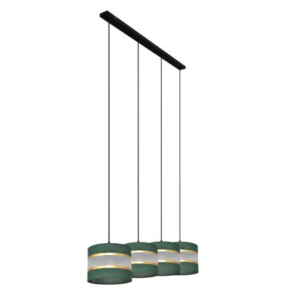 Κρεμαστό φωτιστικό οροφής ράγα HELEN 4xE27/15W/230V πράσινο/χρυσαφί
