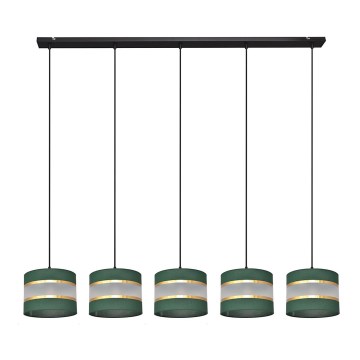 Κρεμαστό φωτιστικό οροφής ράγα  HELEN 5xE27/15W/230V πράσινο/χρυσαφί