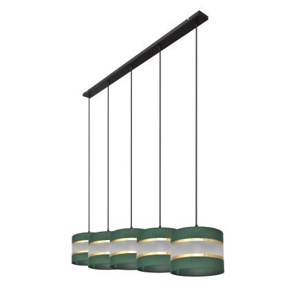 Κρεμαστό φωτιστικό οροφής ράγα  HELEN 5xE27/15W/230V πράσινο/χρυσαφί