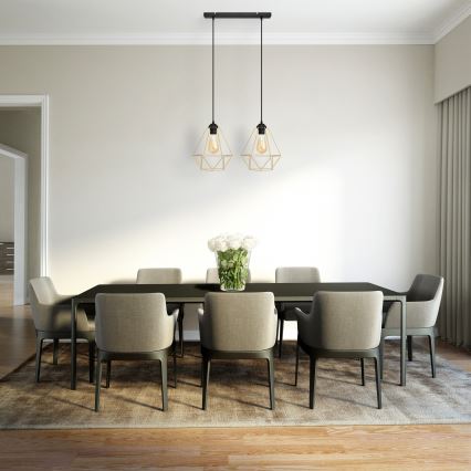 Κρεμαστό φωτιστικό οροφής ράγα KARO 2xE27/15W/230V χρυσαφί/μαύρο