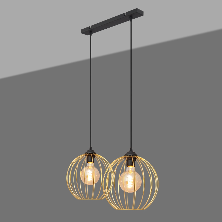 Κρεμαστό φωτιστικό οροφής ράγα MERCURE 2xE27/15W/230V χρυσαφί/μαύρο