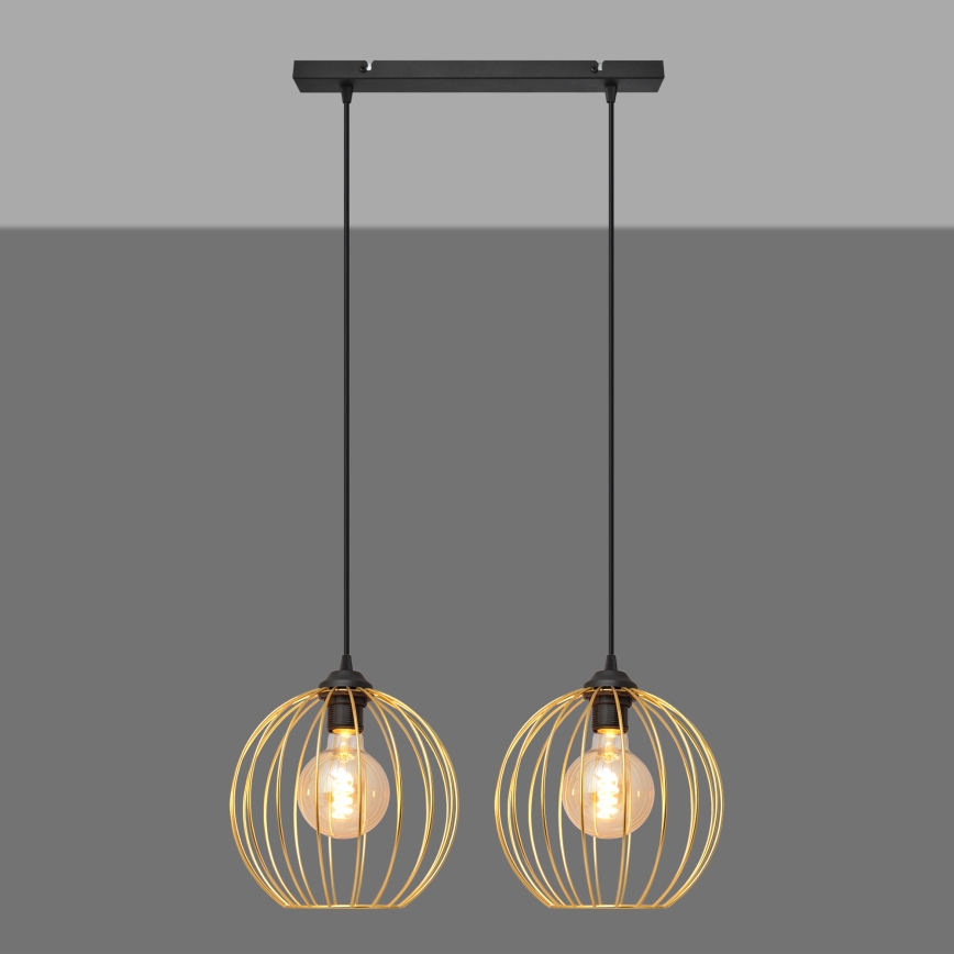 Κρεμαστό φωτιστικό οροφής ράγα MERCURE 2xE27/15W/230V χρυσαφί/μαύρο