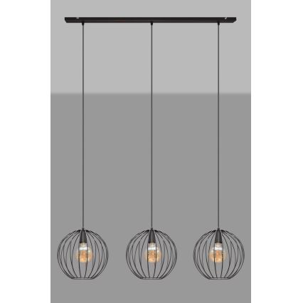 Κρεμαστό φωτιστικό οροφής ράγα MERCURE 3xE27/15W/230V μαύρο