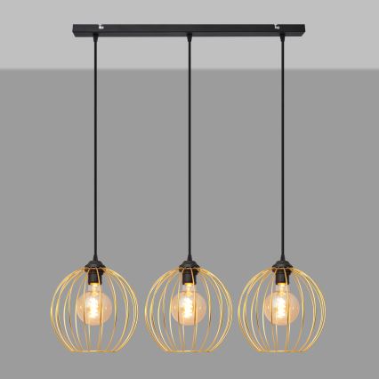 Κρεμαστό φωτιστικό οροφής ράγα MERCURE 3xE27/15W/230V χρυσαφί/μαύρο