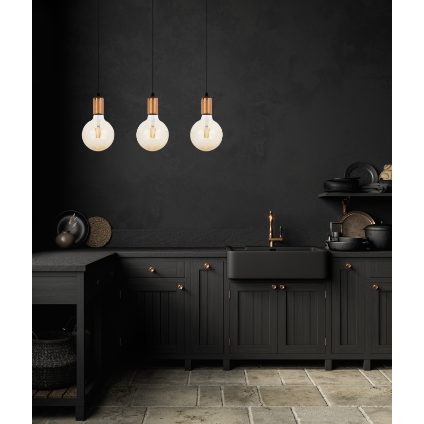 Κρεμαστό φωτιστικό οροφής ράγα MIROS 3xE27/60W/230V μαύρο/χάλκινο