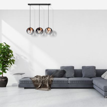 Κρεμαστό φωτιστικό οροφής ράγα MOONLIGHT 3xE27/15W/230V μαύρο/χάλκινο