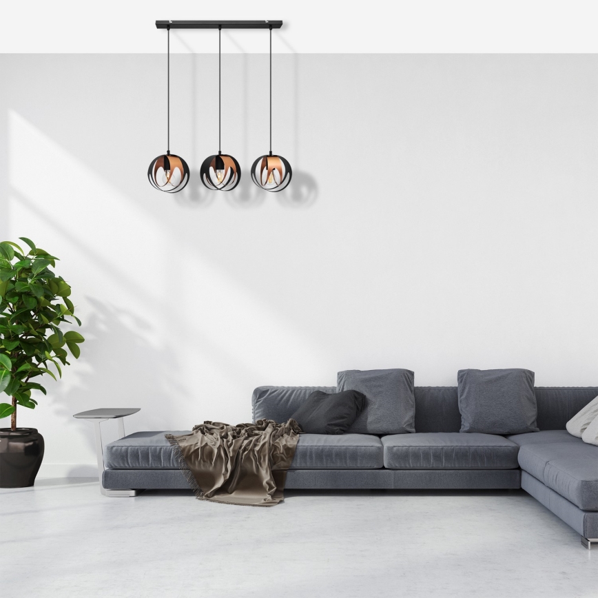 Κρεμαστό φωτιστικό οροφής ράγα MOONLIGHT 3xE27/15W/230V μαύρο/χάλκινο