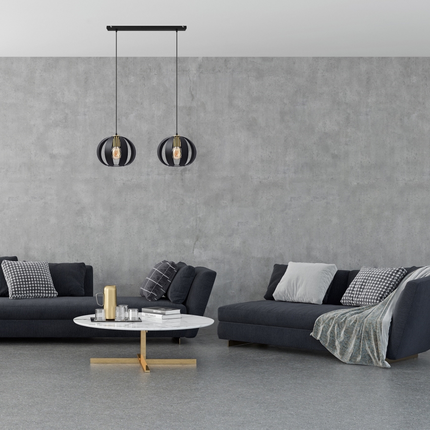 Κρεμαστό φωτιστικό οροφής ράγα NEWTON 2xE27/15W/230V μαύρο/χρυσό