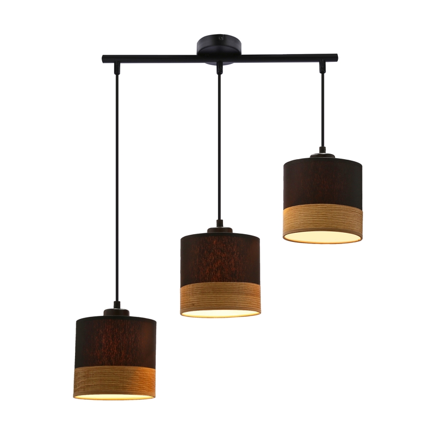Κρεμαστό φωτιστικό οροφής ράγα PORTO 3xE27/60W/230V μαύρο/καφέ