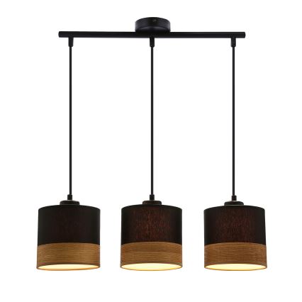 Κρεμαστό φωτιστικό οροφής ράγα PORTO 3xE27/60W/230V μαύρο/καφέ