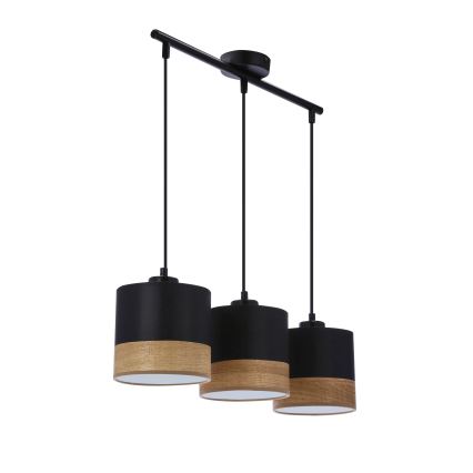 Κρεμαστό φωτιστικό οροφής ράγα PORTO 3xE27/60W/230V μαύρο/καφέ
