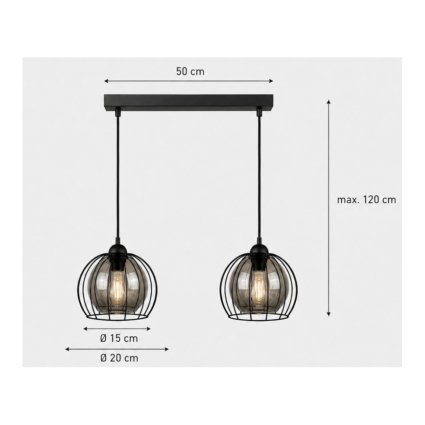 Κρεμαστό φωτιστικό οροφής ράγα SOLO BLACK 2xE27/60W/230V