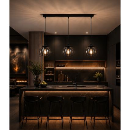 Κρεμαστό φωτιστικό οροφής ράγα SOLO BLACK 3xE27/60W/230V