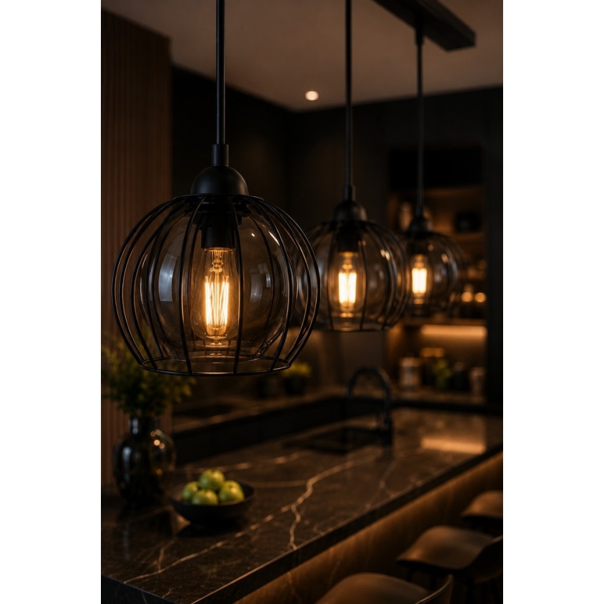 Κρεμαστό φωτιστικό οροφής ράγα SOLO BLACK 3xE27/60W/230V