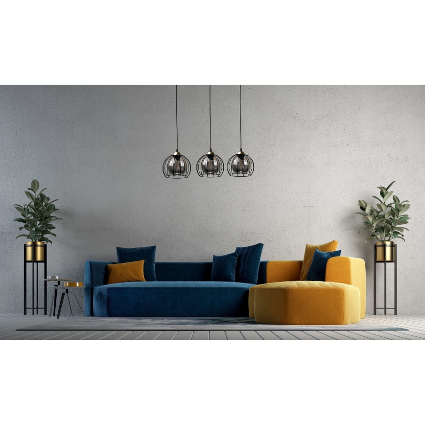 Κρεμαστό φωτιστικό οροφής ράγα SOLO BLACK 3xE27/60W/230V μαύρο/χρυσό